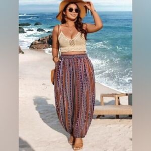 NWT Boho Crochet Top and Patterned Pants Set